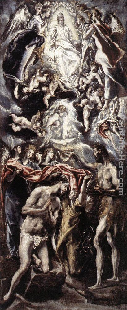 Baptism of Christ painting - El Greco Baptism of Christ art painting